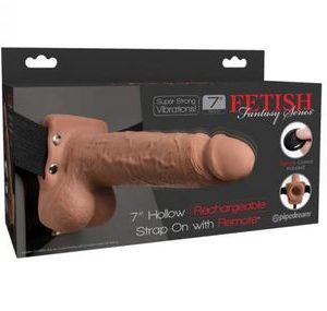 7in Hollow Rechargeable Strap-on With Remote