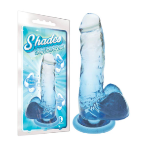 Shades 7 Inch Jelly TPR Blue Dildo