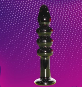 Black Beaded Glass Dildo Sex Toy